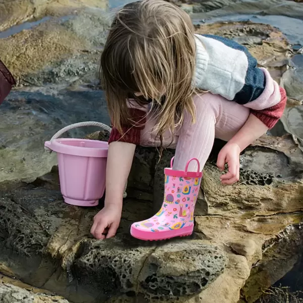 imageWTW Toddler and Kids Rain Boots with EasyOn Handles UnisexChild Waterproof Rubber Rain Boots in Fun Patterns for Girls and Boys ToddlerLittle KidBig KidSnails
