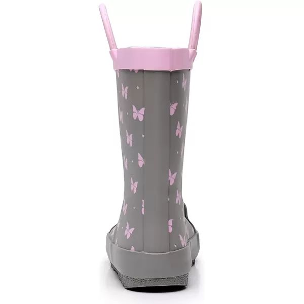 imageWTW Toddler and Kids Rain Boots with EasyOn Handles UnisexChild Waterproof Rubber Rain Boots in Fun Patterns for Girls and Boys ToddlerLittle KidBig KidCat