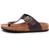 imageWTW Mens Cork Footbed Sandals  Slip on Beach Slide Sandals Shoes with Adjustable Metal Buckle Strap for MenThong Brown