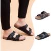 imageWTW Mens Cork Footbed Sandals  Slip on Beach Slide Slipper Shoes with Adjustable Metal Buckle Strap for Men Causal StyleBrown