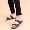 imageWTW Mens Cork Footbed Sandals  Slip on Beach Slide Slipper Shoes with Adjustable Metal Buckle Strap for Men Causal StyleCriss Cross Black