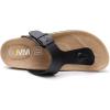 imageWTW Mens Cork Footbed Sandals  Slip on Beach Slide Slipper Shoes with Adjustable Metal Buckle Strap for Men Causal StyleThong Black
