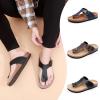 imageWTW Mens Cork Footbed Sandals  Slip on Beach Slide Slipper Shoes with Adjustable Metal Buckle Strap for Men Causal StyleThong Black