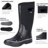 imageWTW Rubber Rain Boots for Men MultiSeason Mid Waterproof Insulated Neoprene Rubber Outdoor Hunting BootsBlack