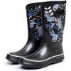 imageWTW Womens Rubber Rain Boots  Mid Calf Waterproof Insulated Neoprene Muck Boots Outdoor Hunting Garden Boots for WomenBlue Berry