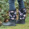 imageWTW Womens Rubber Rain Boots  Mid Calf Waterproof Insulated Neoprene Muck Boots Outdoor Hunting Garden Boots for WomenPurple Flowers