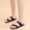 imageWomens Cork Slide Sandals  Cow Suede Comfort Sandals for Women with Adjustable Strap Buckle Open Toe Beach SandalsBrown