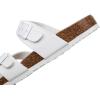imageWomens Cork Slide Sandals  Cow Suede Comfort Sandals for Women with Adjustable Strap Buckle Open Toe Beach SandalsWhite