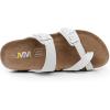 imageWomens Cork Slide Sandals  Cow Suede Comfort Sandals for Women with Adjustable Strap Buckle Open Toe Beach SandalsWhite