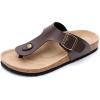 imageWTW Mens Cork Footbed Sandals  Slip on Beach Slide Slipper Shoes with Adjustable Metal Buckle Strap for Men Causal StyleThong Brown