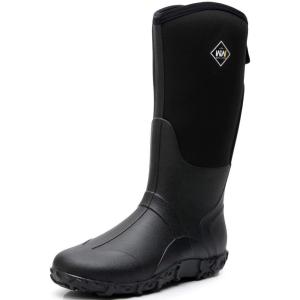 imageWTW Mens Rain Boots Neoprene  Waterproof Insulated Rubber Mud Boots for Men Winter Snow Work Boots OutdoorBlack