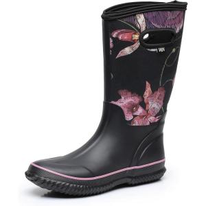 imageWTW Womens Rubber Rain Boots  Mid Calf Waterproof Insulated Neoprene Muck Boots Outdoor Hunting Garden Boots for WomenMorning Glory