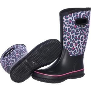 imageWTW Womens Rubber Rain Boots  Mid Calf Waterproof Insulated Neoprene Muck Boots Outdoor Hunting Garden Boots for WomenRose Leopard