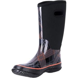 imageWTW Womens Rubber Rain Boots  Mid Calf Waterproof Insulated Neoprene Muck Boots Outdoor Hunting Garden Boots for WomenStrip