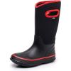 imageWTW Kids Rubber Rain Boots  Neoprene Insulated 100 Waterproof Mid Calf Mud Boots for Boys and Girls Winter Snow BootsBlackRed