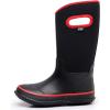 imageWTW Kids Rubber Rain Boots  Neoprene Insulated 100 Waterproof Mid Calf Mud Boots for Boys and Girls Winter Snow BootsBlackRed