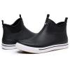 imageWTW Unisex Rain Boots for Men and Women Waterproof Rubber Fishing Deck Boots Neoprene Boots Slip on Ankle Garden ShoesBlack