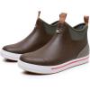 imageWTW Unisex Rain Boots for Men and Women Waterproof Rubber Fishing Deck Boots Neoprene Boots Slip on Ankle Garden ShoesBrown