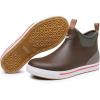 imageWTW Unisex Rain Boots for Men and Women Waterproof Rubber Fishing Deck Boots Neoprene Boots Slip on Ankle Garden ShoesBrown