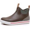 imageWTW Unisex Rain Boots for Men and Women Waterproof Rubber Fishing Deck Boots Neoprene Boots Slip on Ankle Garden ShoesBrown