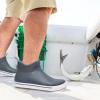 imageWTW Unisex Rain Boots for Men and Women Waterproof Rubber Fishing Deck Boots Neoprene Boots Slip on Ankle Garden ShoesGrey