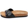 imageWomens Cork Footbed Sandals  Cow Suede Slide Sandals for Women with Adjustable Strap Buckle Open Toe Beach SandalsBlack