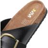 imageWomens Cork Footbed Sandals  Cow Suede Slide Sandals for Women with Adjustable Strap Buckle Open Toe Beach SandalsCharcoal