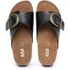 imageWomens Cork Footbed Sandals  Cow Suede Slide Sandals for Women with Adjustable Strap Buckle Open Toe Beach SandalsCharcoal