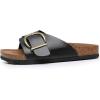 imageWomens Cork Footbed Sandals  Cow Suede Slide Sandals for Women with Adjustable Strap Buckle Open Toe Beach SandalsCharcoal