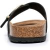 imageWomens Cork Footbed Sandals  Cow Suede Slide Sandals for Women with Adjustable Strap Buckle Open Toe Beach SandalsCharcoal
