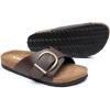 imageWomens Cork Footbed Sandals  Cow Suede Slide Sandals for Women with Adjustable Strap Buckle Open Toe Beach SandalsChocolate