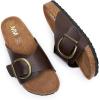 imageWomens Cork Footbed Sandals  Cow Suede Slide Sandals for Women with Adjustable Strap Buckle Open Toe Beach SandalsChocolate