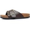 imageWomens Cork Footbed Sandals  Cow Suede Slide Sandals for Women with Adjustable Strap Buckle Open Toe Beach SandalsChocolate