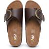 imageWomens Cork Footbed Sandals  Cow Suede Slide Sandals for Women with Adjustable Strap Buckle Open Toe Beach SandalsChocolate