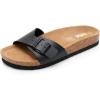 imageWomens Cork Footbed Sandals  Cow Suede Slide Sandals for Women with Adjustable Strap Buckle Open Toe Beach SandalsBlack