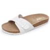 imageWomens Cork Footbed Sandals  Cow Suede Slide Sandals for Women with Adjustable Strap Buckle Open Toe Beach SandalsWhite