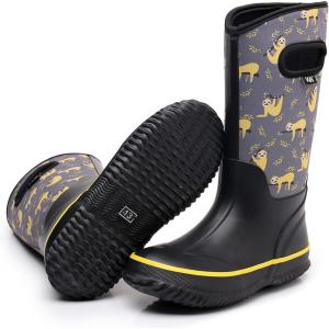 imageWTW Kids Rubber Rain Boots  Neoprene Insulated 100 Waterproof Mid Calf Mud Boots for Boys and Girls Winter Snow BootsFolivora