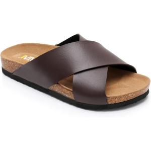 imageWomens Cork Footbed Sandals  Cow Suede Insole XBand Slide Sandals for Women Open Toe Beach SandalsBrown