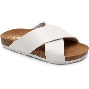 imageWomens Cork Footbed Sandals  Cow Suede Insole XBand Slide Sandals for Women Open Toe Beach SandalsWhite