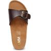 imageWomens Cork Footbed Sandals Cow Suede Slide Sandals for Women with Adjustable Strap Buckle Open Toe Beach SandalsBrown