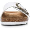 imageWomens Cork Footbed Sandals Cow Suede Slide Sandals for Women with Adjustable Strap Buckle Open Toe Beach SandalsSnowy White