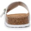 imageWomens Cork Footbed Sandals Cow Suede Slide Sandals for Women with Adjustable Strap Buckle Open Toe Beach SandalsSnowy White