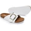 imageWomens Cork Footbed Sandals Cow Suede Slide Sandals for Women with Adjustable Strap Buckle Open Toe Beach SandalsSnowy White