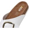 imageWomens Cork Footbed Sandals Cow Suede Slide Sandals for Women with Adjustable Strap Buckle Open Toe Beach SandalsSnowy White