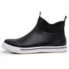 imageWTW Unisex Rain Boots for Men and Women Waterproof Rubber Fishing Deck Boots Neoprene Boots Slip on Ankle Garden ShoesBlack