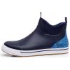 imageWTW Unisex Rain Boots for Men and Women Waterproof Rubber Fishing Deck Boots Neoprene Boots Slip on Ankle Garden ShoesNavy