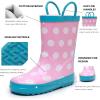 imageWTW Toddler and Kids Rain Boots UnisexChild Waterproof Rubber Rain Boots with EasyOn Handles in Fun Patterns for Girls and Boys ToddlerLittle KidBig KidDots