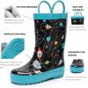 imageWTW Toddler and Kids Rain Boots UnisexChild Waterproof Rubber Rain Boots with EasyOn Handles in Fun Patterns for Girls and Boys ToddlerLittle KidBig KidSpace