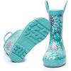 imageWTW Toddler and Kids Rain Boots UnisexChild Waterproof Rubber Rain Boots with EasyOn Handles in Fun Patterns for Girls and Boys ToddlerLittle KidBig KidAquamarine
