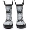 imageWTW Toddler and Kids Rain Boots UnisexChild Waterproof Rubber Rain Boots with EasyOn Handles in Fun Patterns for Girls and Boys ToddlerLittle KidBig KidBlackGrey